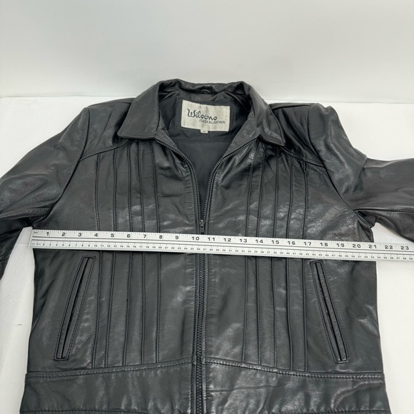 Vintage 1970’s Wilsons Ribbed Leather Jacket Women’s 40 US 10 Dark Black - Picture 5 of 10